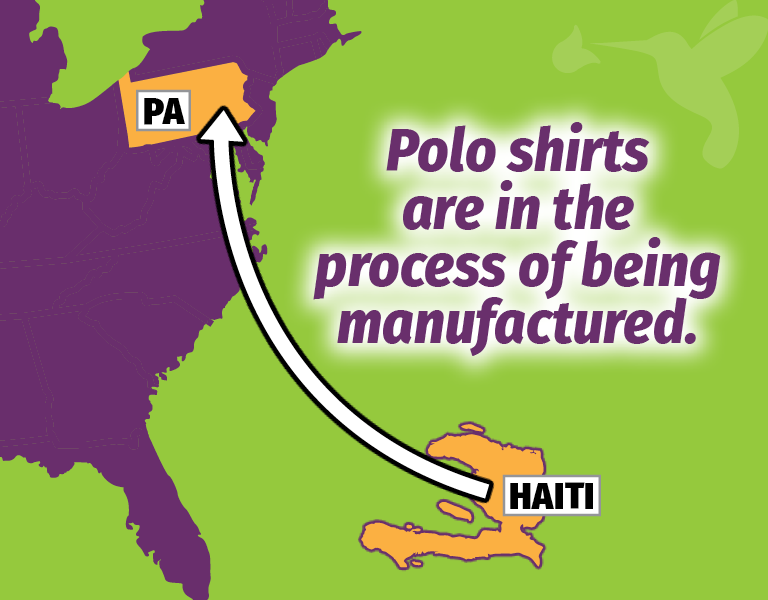 Polo shirts are in the process of being manufactured.